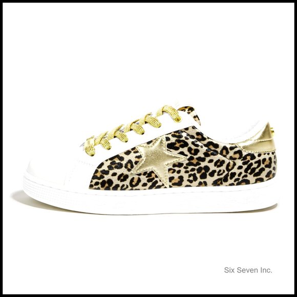 Glitter Star Sneakers Lace Up Low Top Comfortable Cushioned Walking Shoes